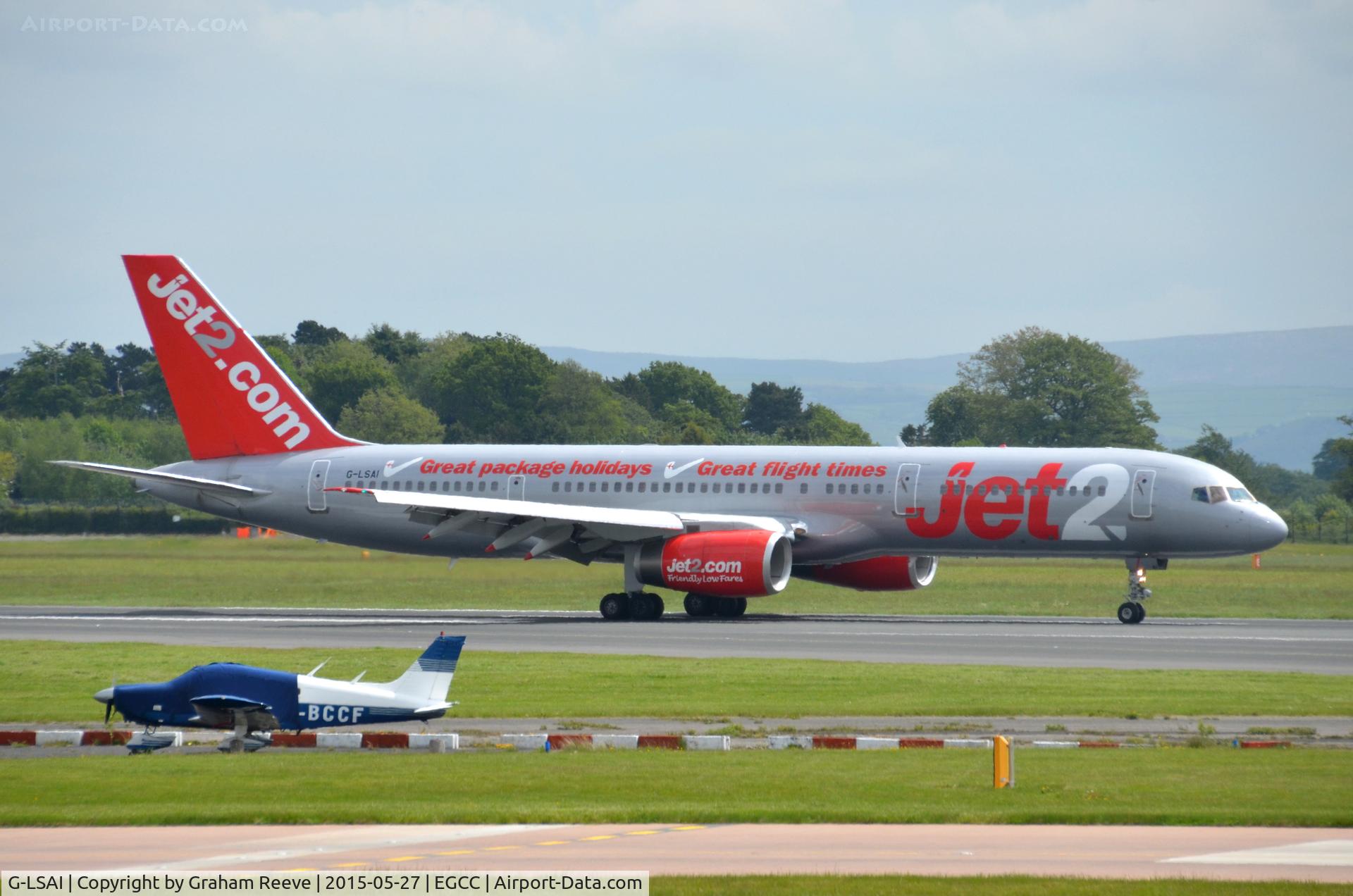G-LSAI, 1987 Boeing 757-21B C/N 24016, Just touched down.