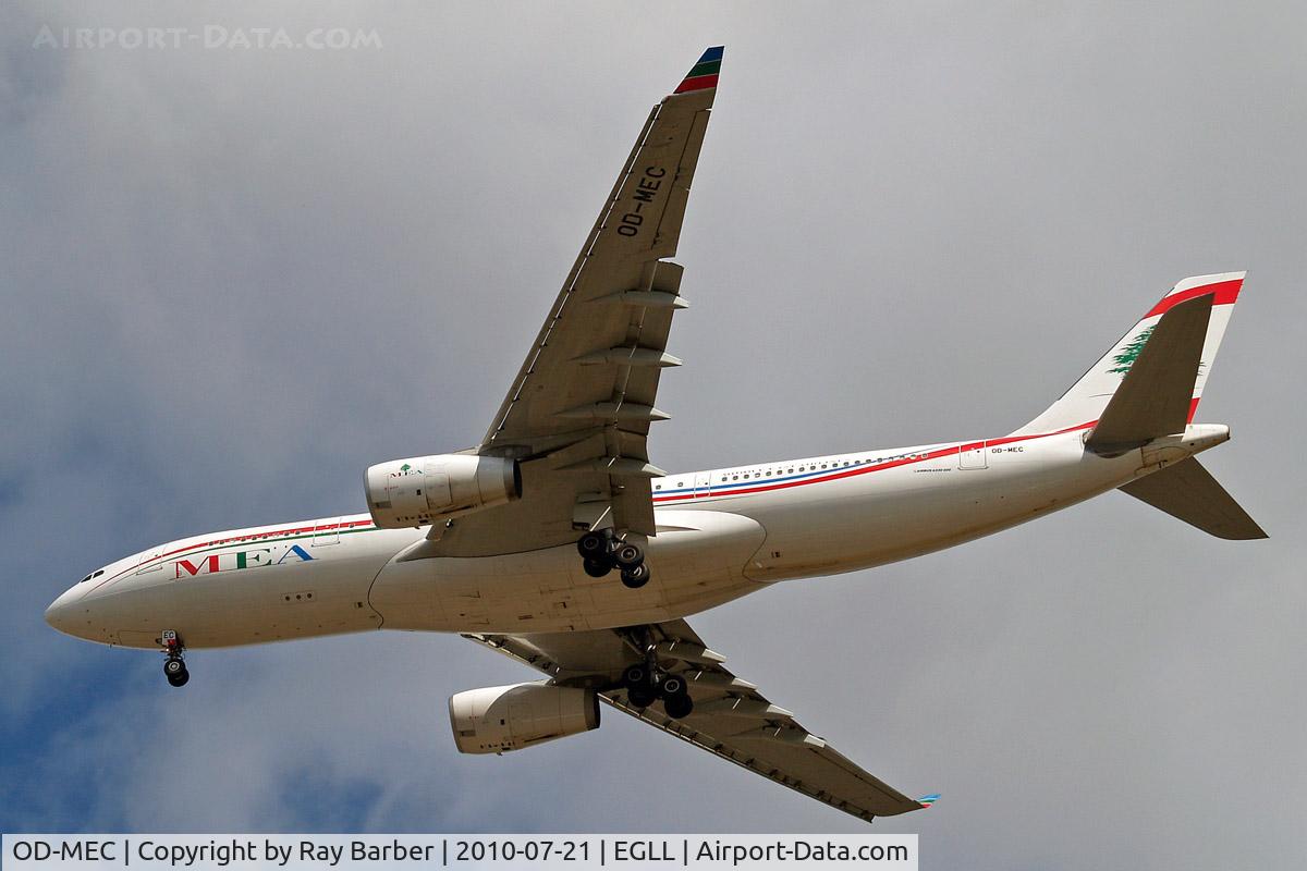 OD-MEC, 2009 Airbus A330-243 C/N 995, Airbus A330-243 [995] (Middle East Airlines) Home~G 21/07/2010. On approach 27R.