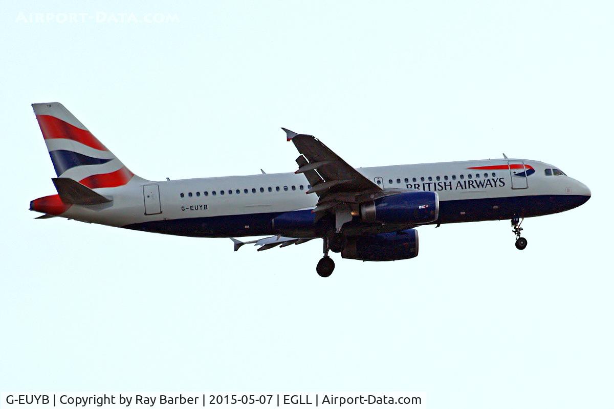 G-EUYB, 2008 Airbus A320-232 C/N 3703, Airbus A320-232 [3703] (British Airways) Home~G 07/05/2015. On approach 27L.