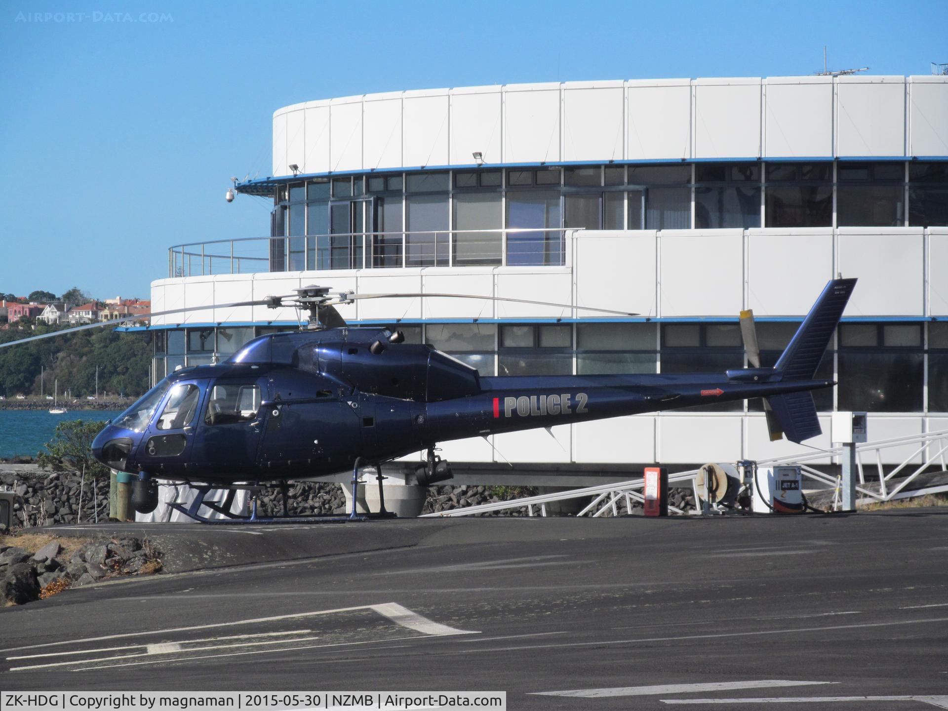 ZK-HDG, Aerospatiale AS-355F-1 Ecureuil 2 C/N 5212, Police 2 (ZK-HDG) at mechanics bay heliport today (Police 1 is ZK-HKG)