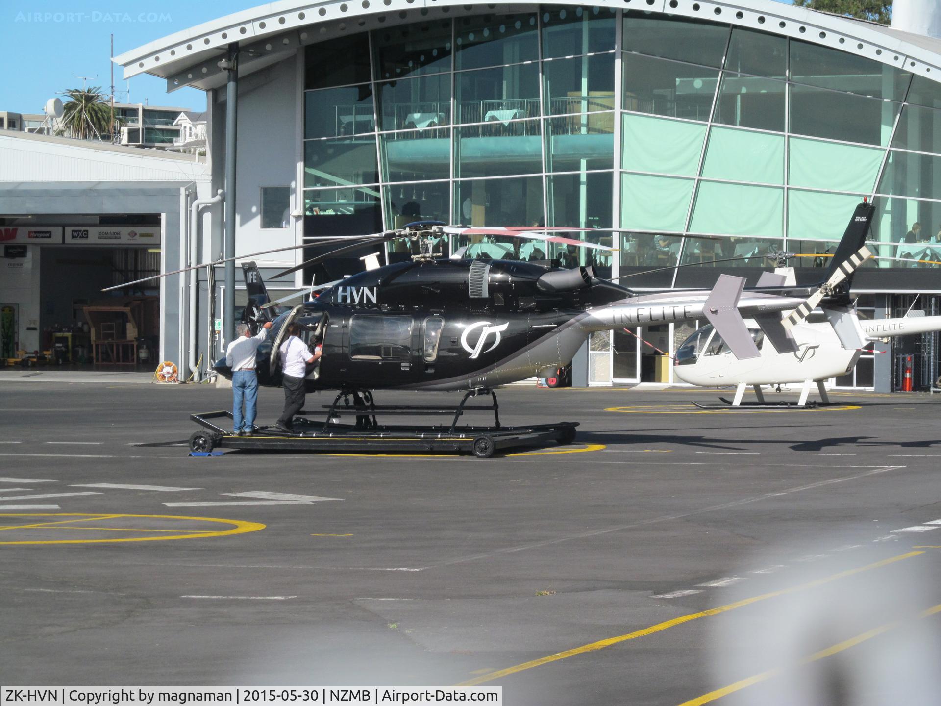 ZK-HVN, Bell 427 C/N 56017, at mechanics bay home base