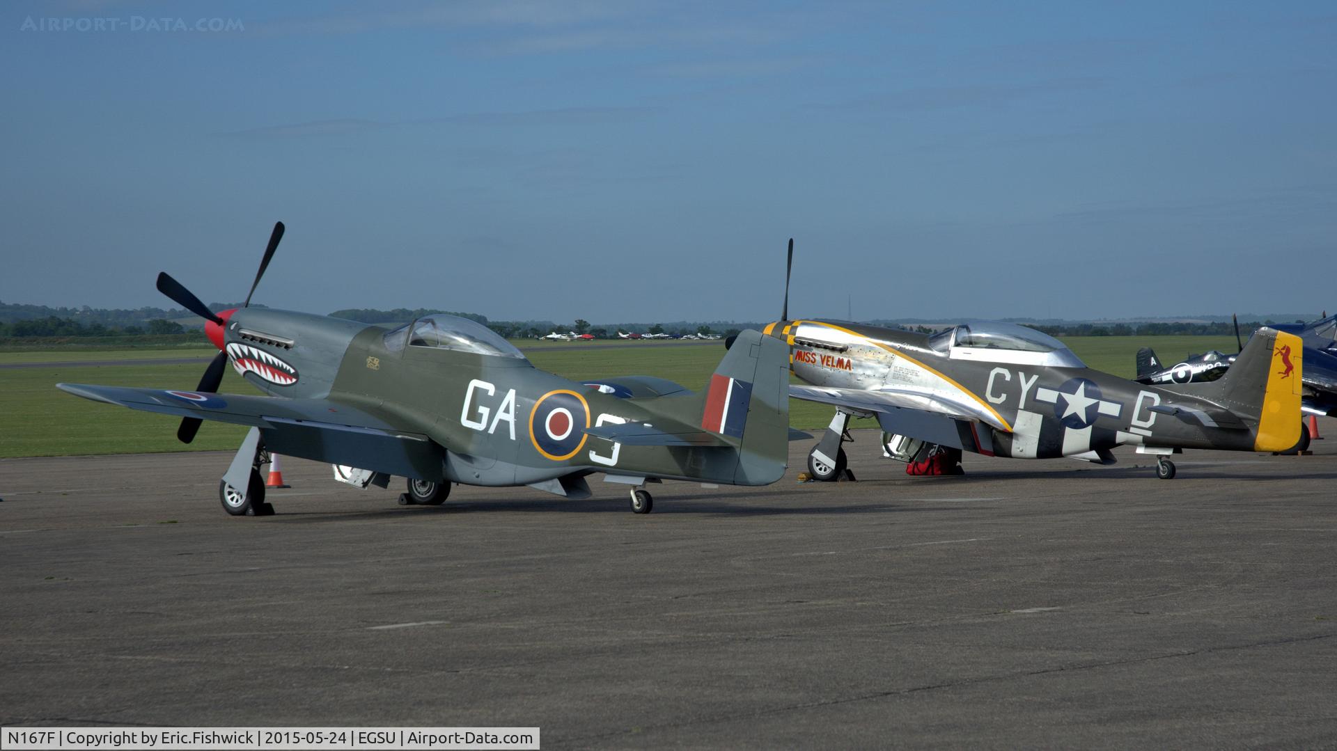 N167F, 1944 North American P-51D Mustang C/N 122-40417, 5. N167F with 'Miss Velma' at The IWM VE Day Anniversary Air Show, May 2015.