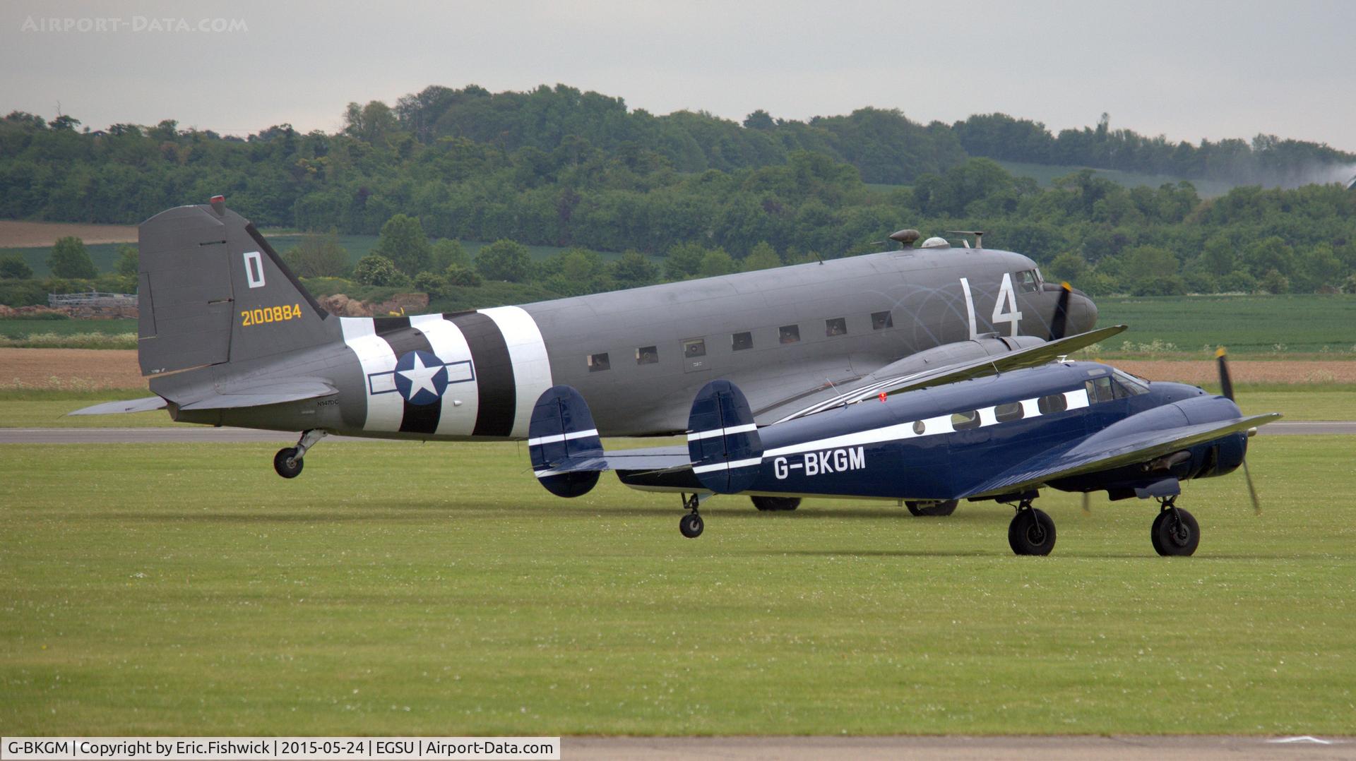 G-BKGM, 1952 Beech Mk.3NM Expeditor C/N A-853/CA-203, 5. G-BKGM with N147DC at The IWM VE Day Anniversary Air Show, May 2015.