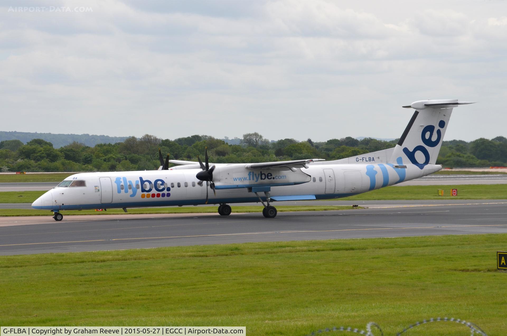 G-FLBA, 2009 De Havilland Canada DHC-8-402Q Dash 8 C/N 4253, Just landed at Manchester.