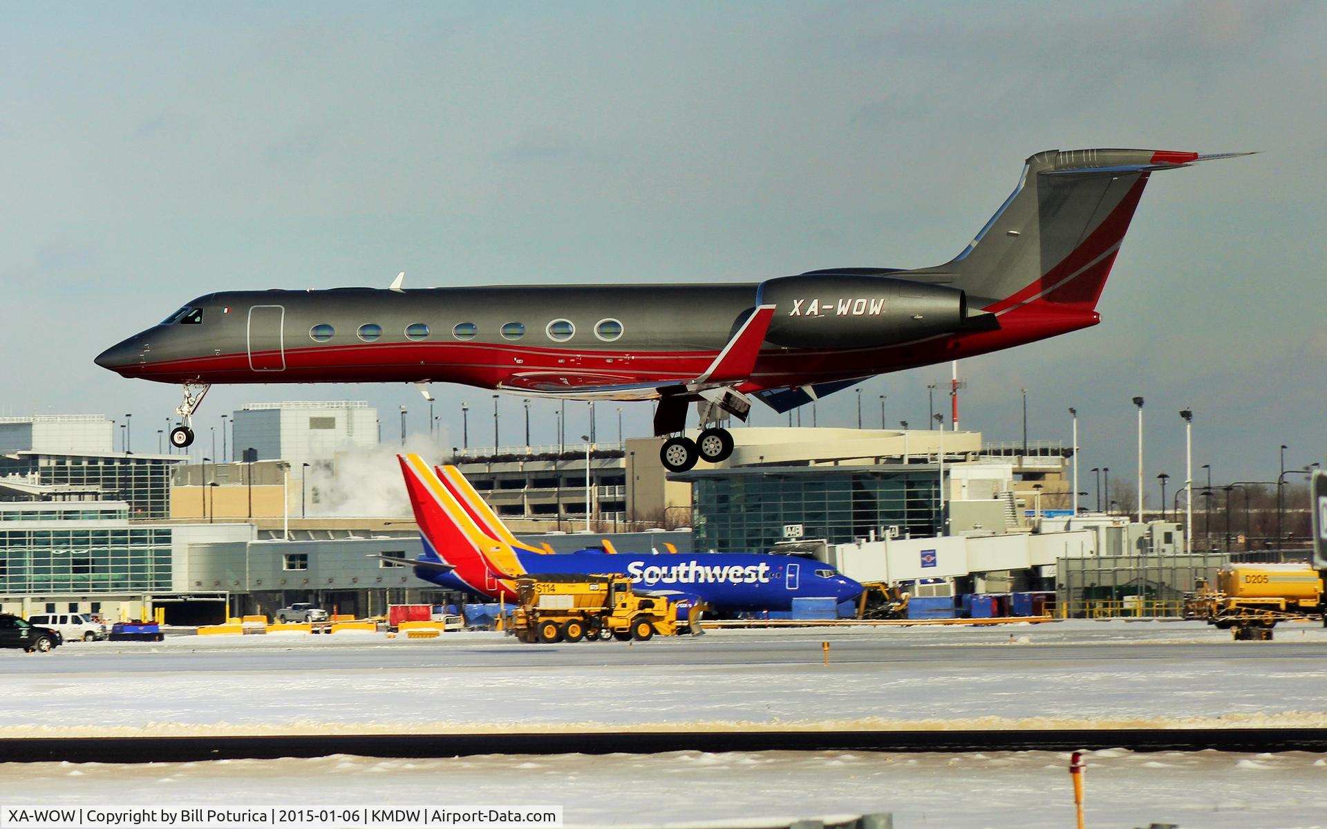 XA-WOW, 2012 Gulfstream Aerospace GV-SP (G550) C/N 5368, Landing 31C Chicago Midway