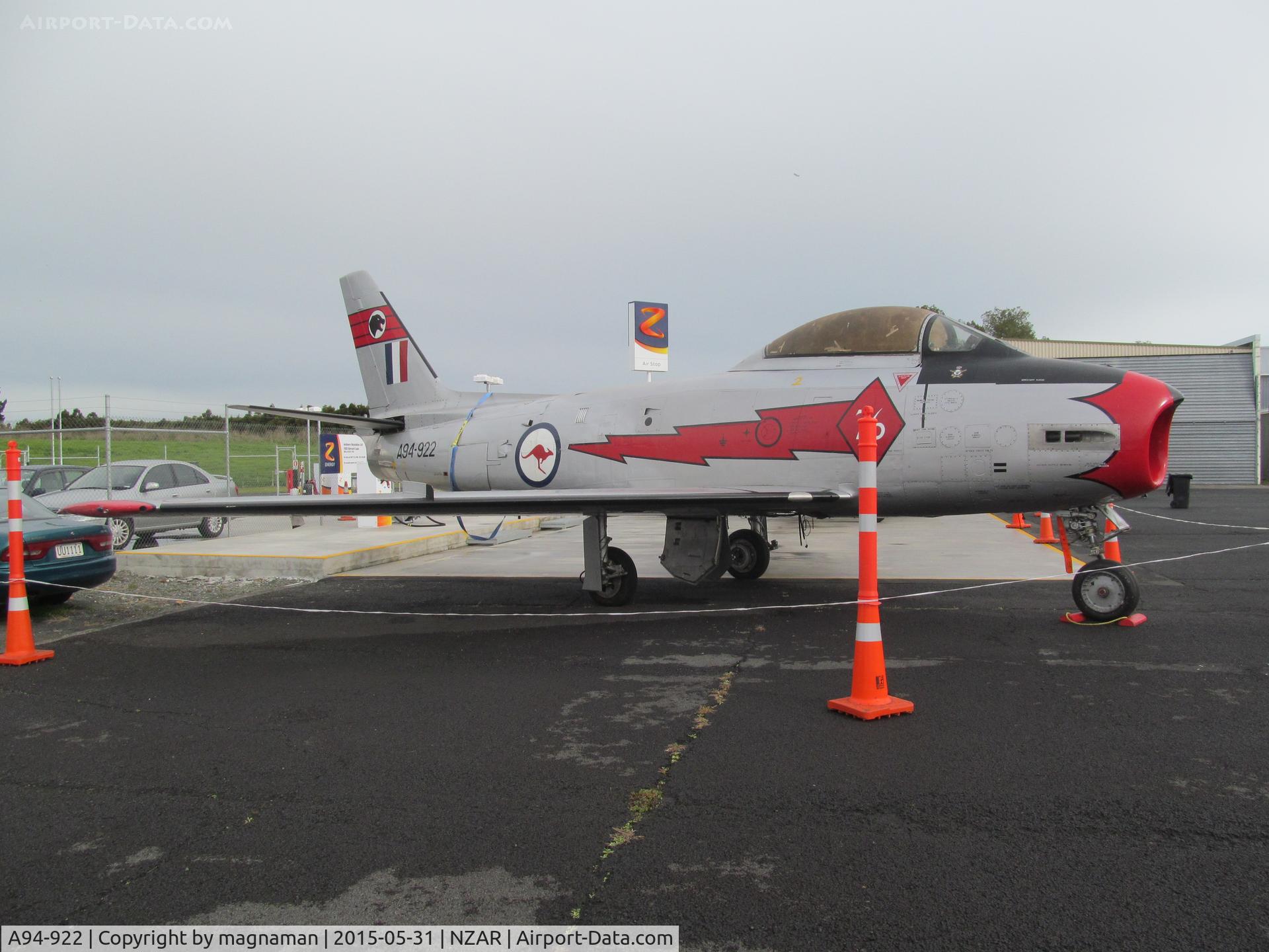 A94-922, 1955 Commonwealth CA-27 Sabre Mk.31 C/N CA27-22, Out of hangar for first time in years during open day