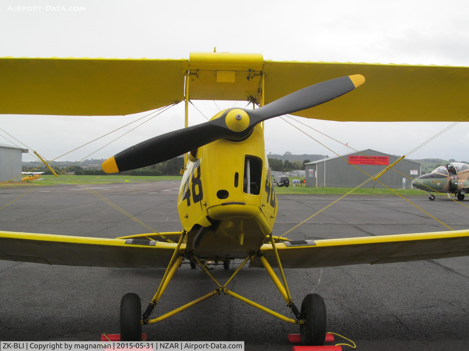 ZK-BLI, De Havilland New Zealand DH-82A Tiger Moth C/N DHNZ128, nose on