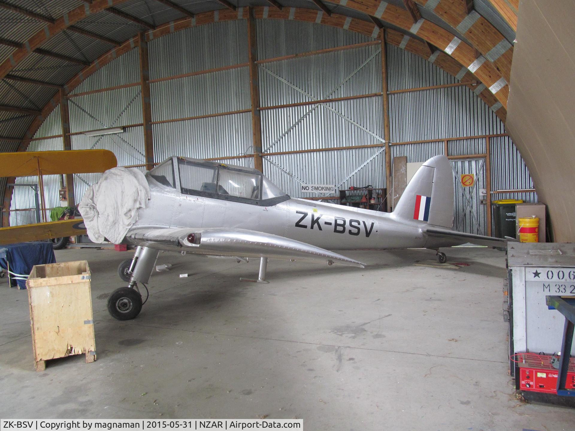 ZK-BSV, 1950 De Havilland DHC-1 Chipmunk 22 C/N C1/0221, hiding in hangar at ardmore