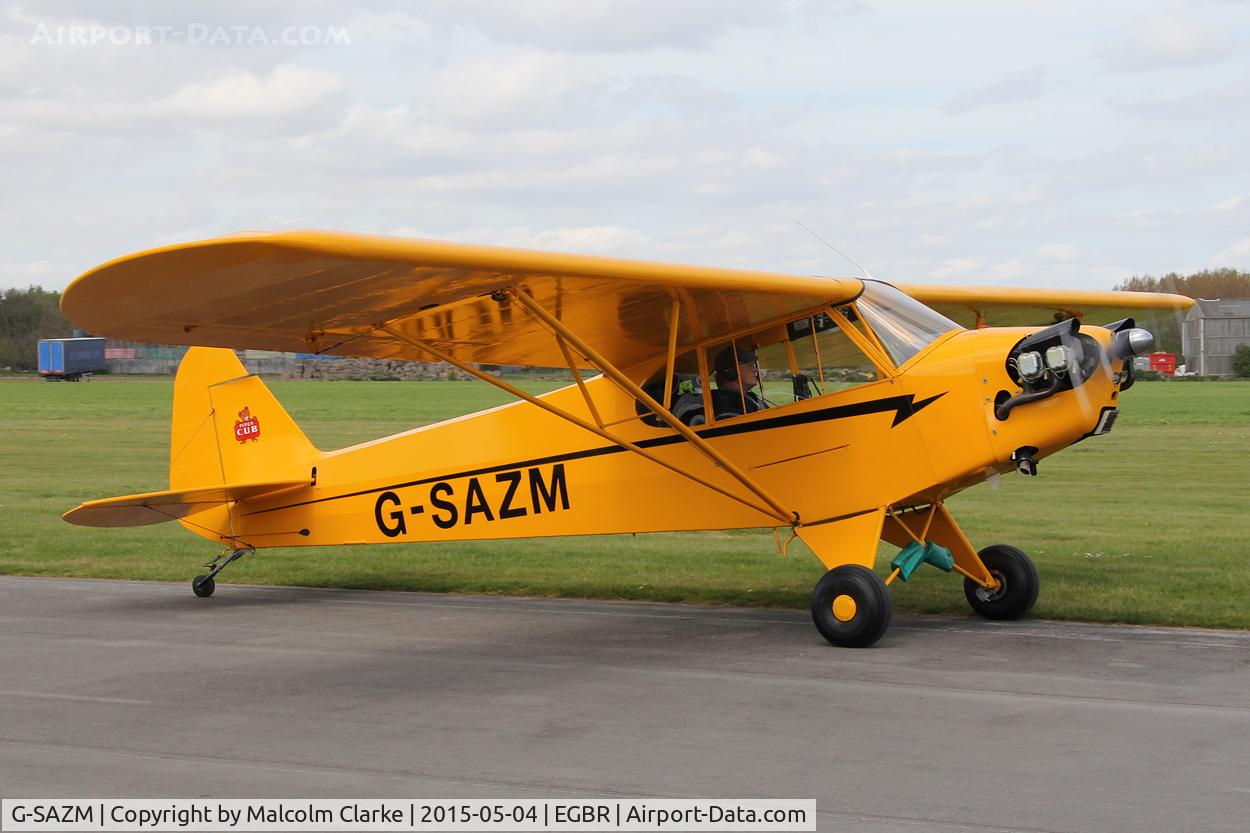 G-SAZM, 1946 Piper J3C-65 Cub Cub C/N 18584, Piper J3C-65 at The Real Aeroplane Club's Auster Fly-In, Breighton Airfield, May 4th 2015.