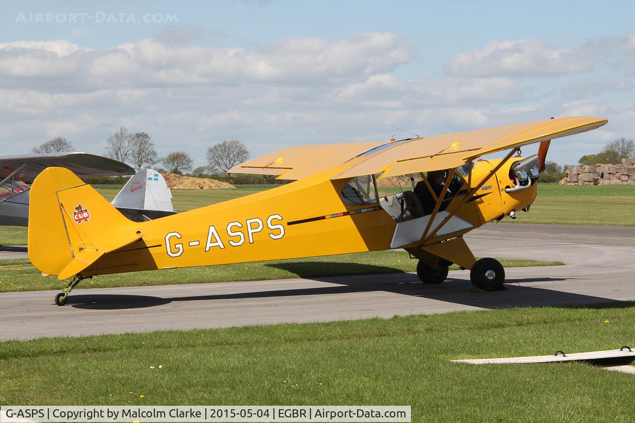 G-ASPS, 1947 Piper J3C-90 Cub C/N 22809, Piper J3C-90 at The Real Aeroplane Club's Auster Fly-In, Breighton Airfield, May 4th 2015.