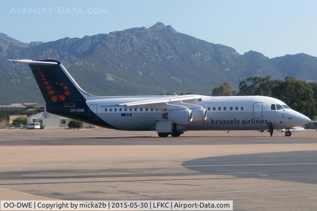 OO-DWE, 1998 British Aerospace Avro 146-RJ100 C/N E3327, Parked. Inaugural Flight from Bruxelles