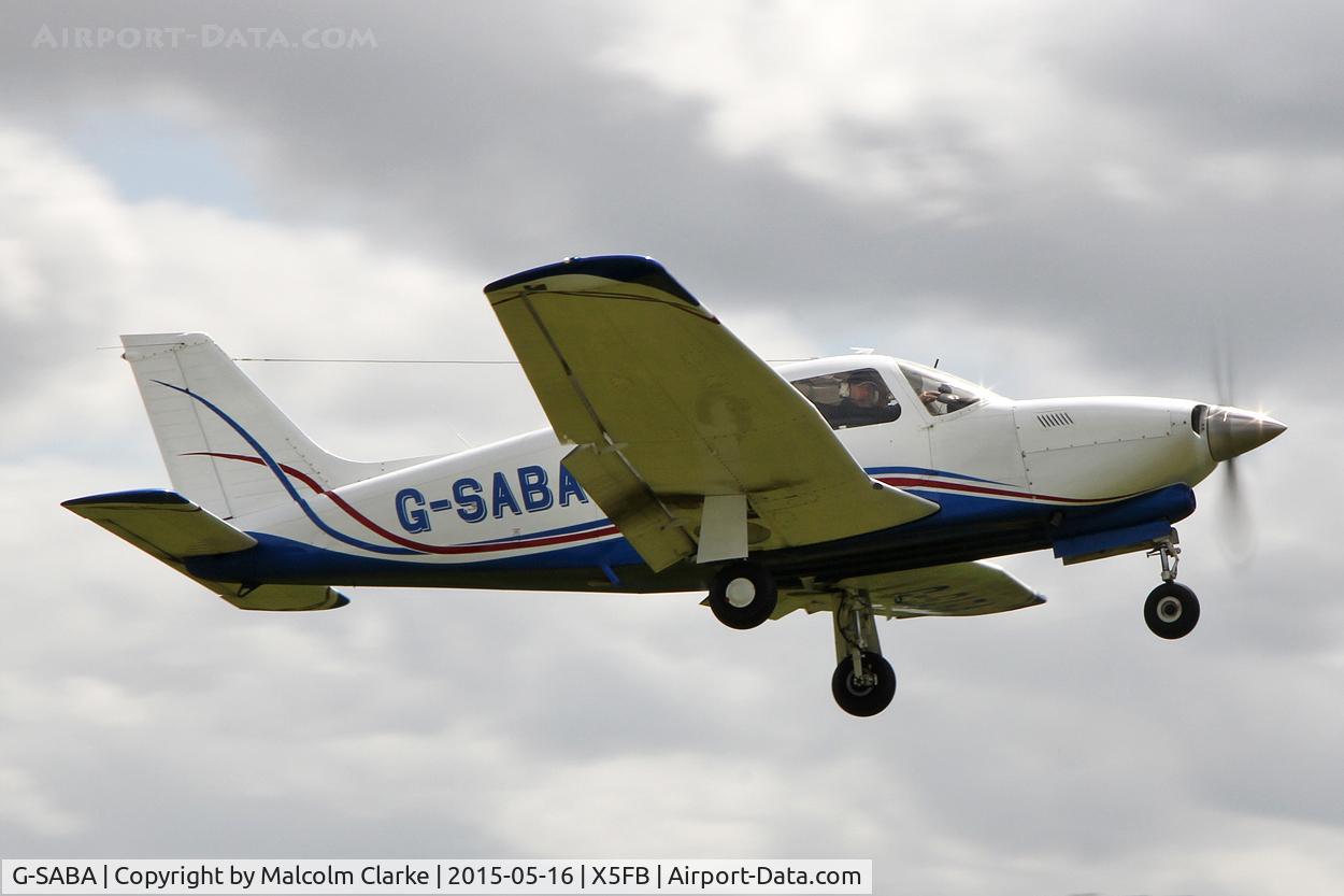 G-SABA, 1977 Piper PA-28R-201T Cherokee Arrow III C/N 28R-7703268, Piper PA-28R-201T Turbo Arrow III at the opening of Fishburn Airfield's new clubhouse, May 16th 2015.