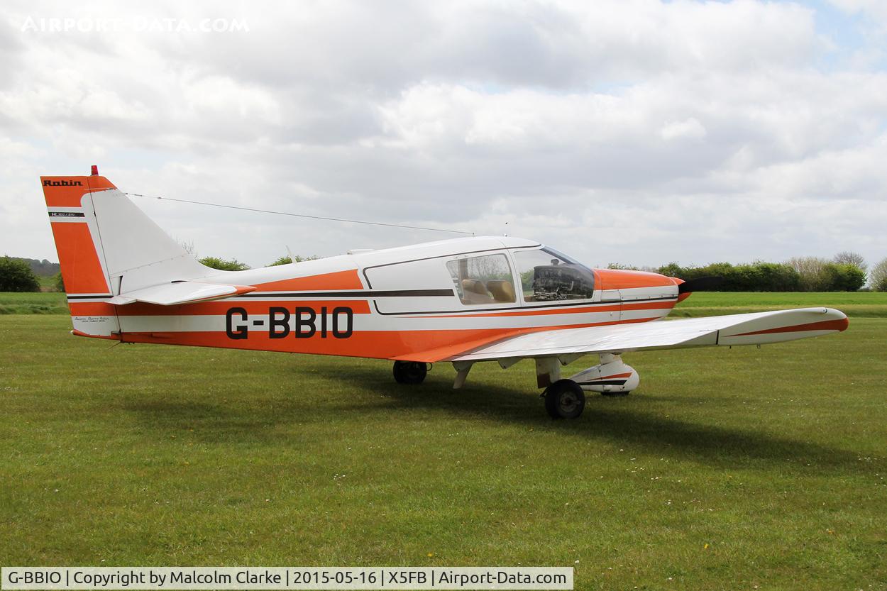 G-BBIO, 1973 Robin HR-100-210 Safari C/N 178, Robin HR-100-210 Safari at the opening of Fishburn Airfield's new clubhouse, May 16th 2015.