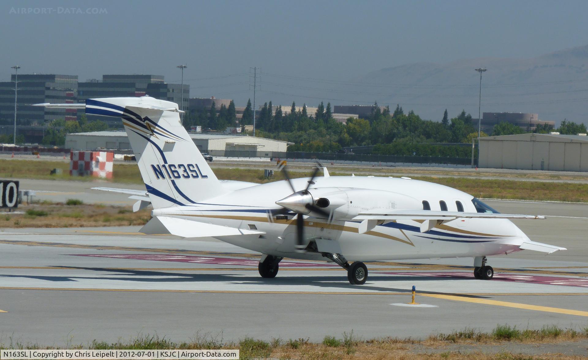 N163SL, 2007 Piaggio P-180 Avanti II C/N 1131, A 2007 Piaggio P180 holding short of runway 30L at San Jose International Airport, CA.
