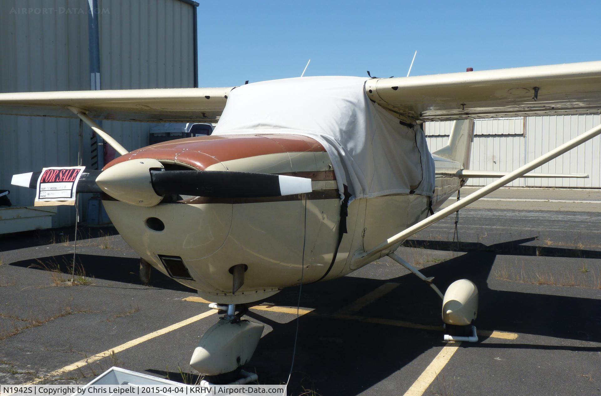 N1942S, 1964 Cessna 172E C/N 17251562, A local 1964 Cessna 172E parked at its usual parking spot, and it's for sale! This is the nicest aircraft on this section of the airport believe it or not, and I've never seen this one fly before! Photo taken at Reid Hillview Airport, CA.