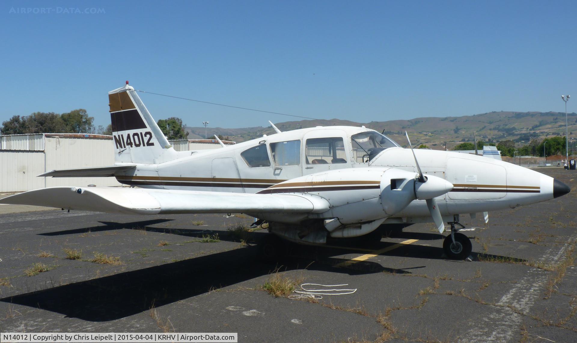N14012, 1971 Piper PA-23-250 Aztec C/N 27-4629, A local 1971 Piper Aztec at a new parking spot at Reid Hillview Airport, CA. It is primarily used for ariel photography.