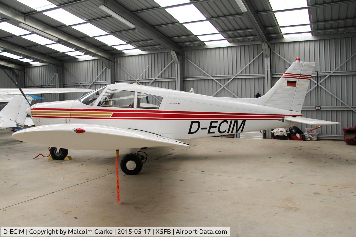 D-ECIM, 1972 Piper PA-28-140 Cherokee E C/N 28-7225596, Piper PA-28-140 Cherokee E, an airfield resident, at the opening of Fishburn Airfield's new clubhouse, May 16th 2015.