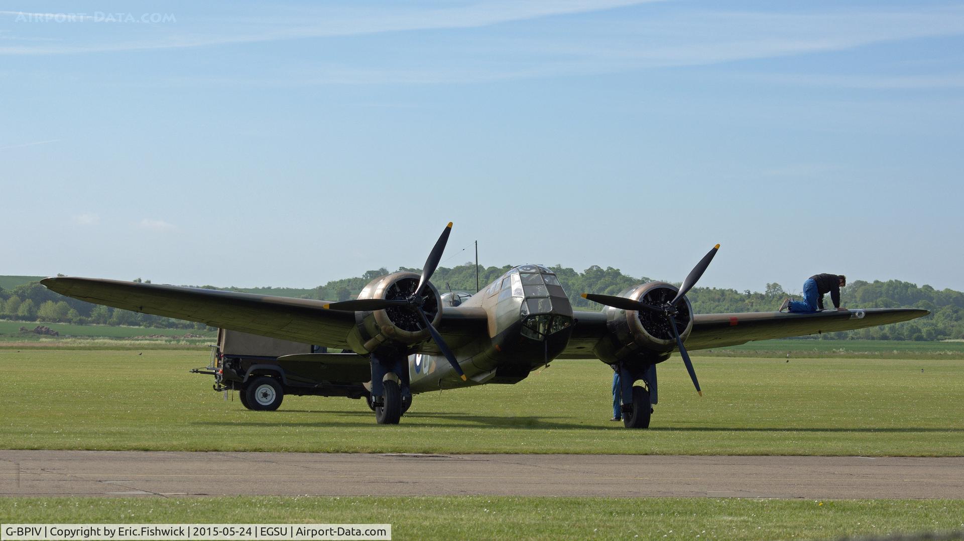 G-BPIV, 1943 Bristol 149 Bolingbroke Mk.IVT C/N 10201, 4. G-BPIV - (now as a Bristol Blenheim Mk1) first post-restoration display at The IWM VE Day Anniversary Air Show, May 2015.