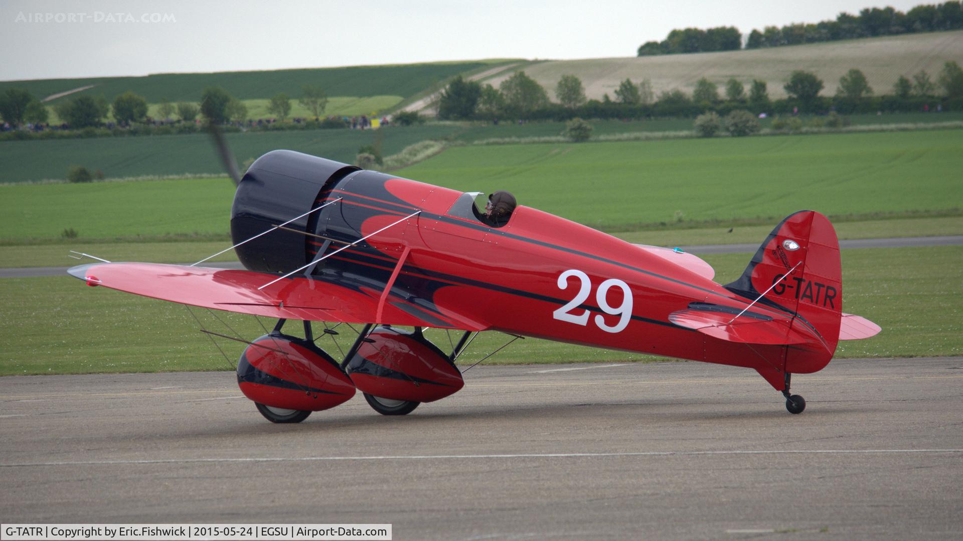 G-TATR, 2012 Travel Air Type R Racer Replica C/N LAA 362-14892, 1. G-TATR preparing to display at The IWM VE Day Anniversary Air Show, May 2015