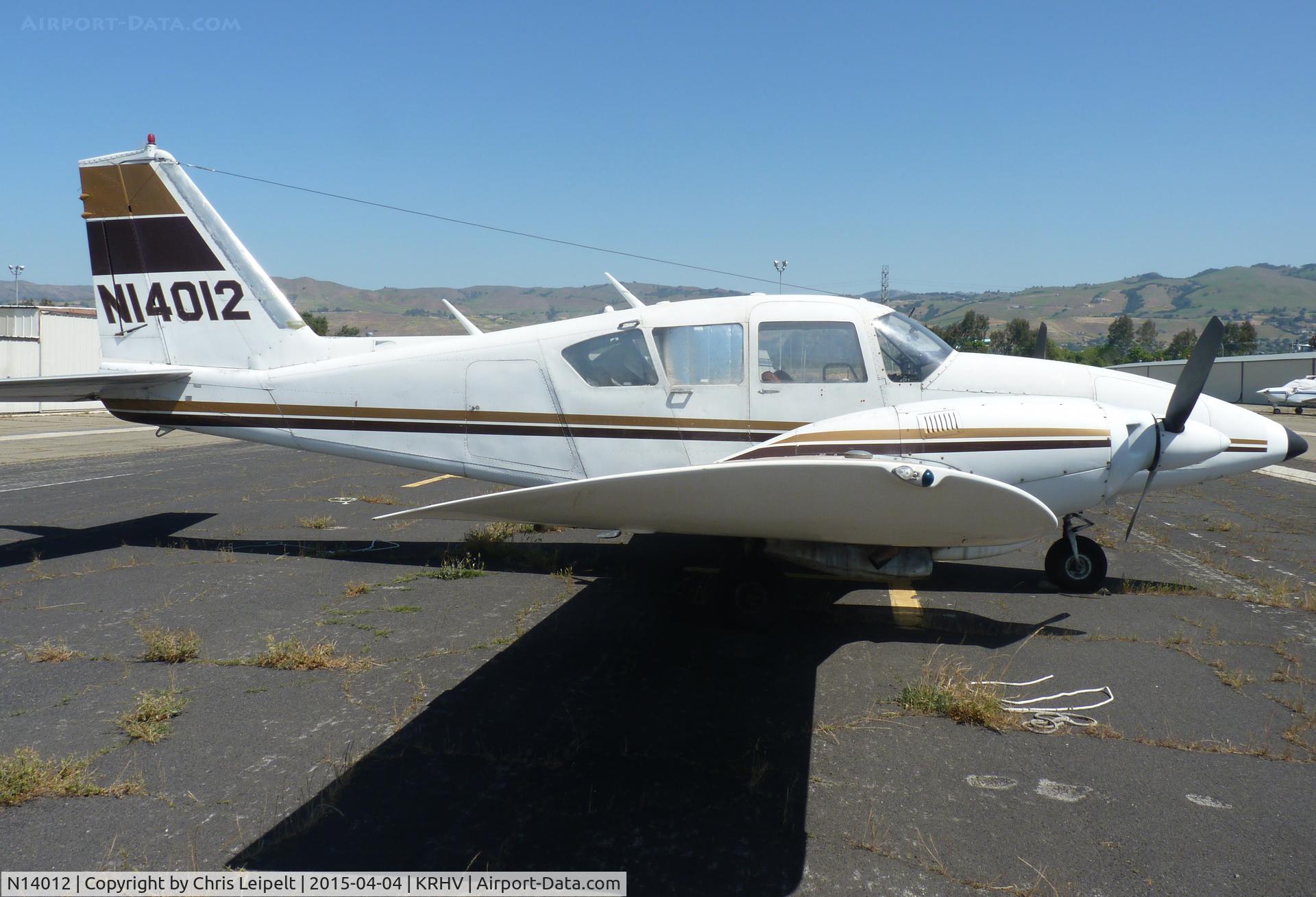 N14012, 1971 Piper PA-23-250 Aztec C/N 27-4629, A local 1971 Piper Aztec at a new parking spot at Reid Hillview Airport, CA. This Aztec is primarily used for ariel photography.