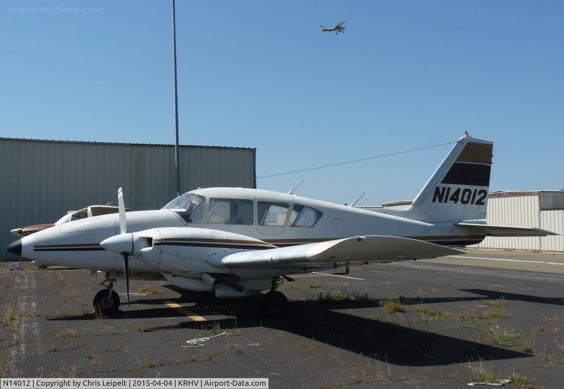 N14012, 1971 Piper PA-23-250 Aztec C/N 27-4629, A local 1971 Piper Aztec sitting at a new parking spot at Reid Hillview Airport, CA. It is primarily used for ariel photography.