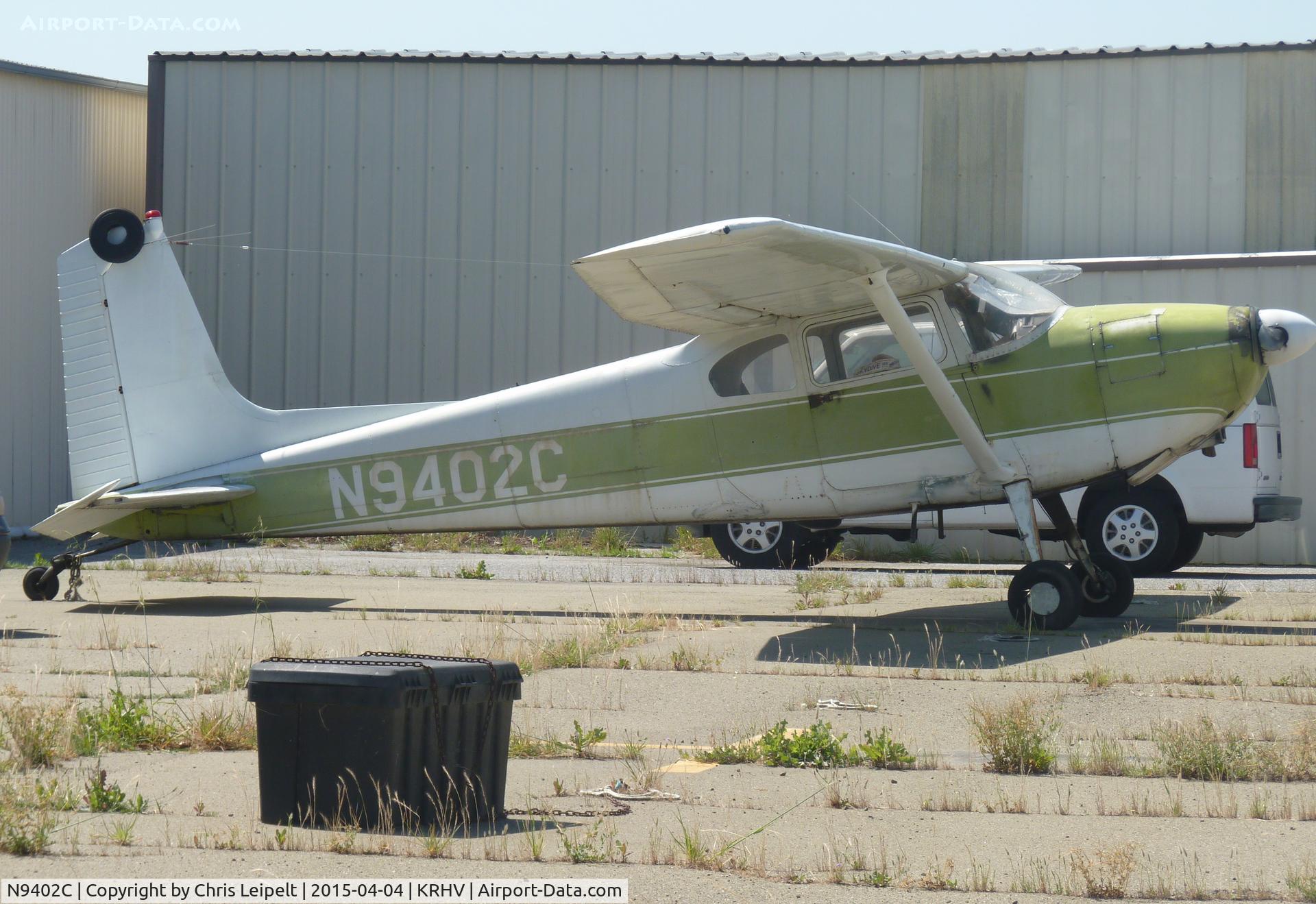 N9402C, 1955 Cessna 180 C/N 31800, A local 1955 Cessna 180 owned by the same guys that owned the Piper Aztec for ariel photography sitting at its usual parking spot at Reid Hillview Airport, CA. I've seen this one fly once or twice in the past.