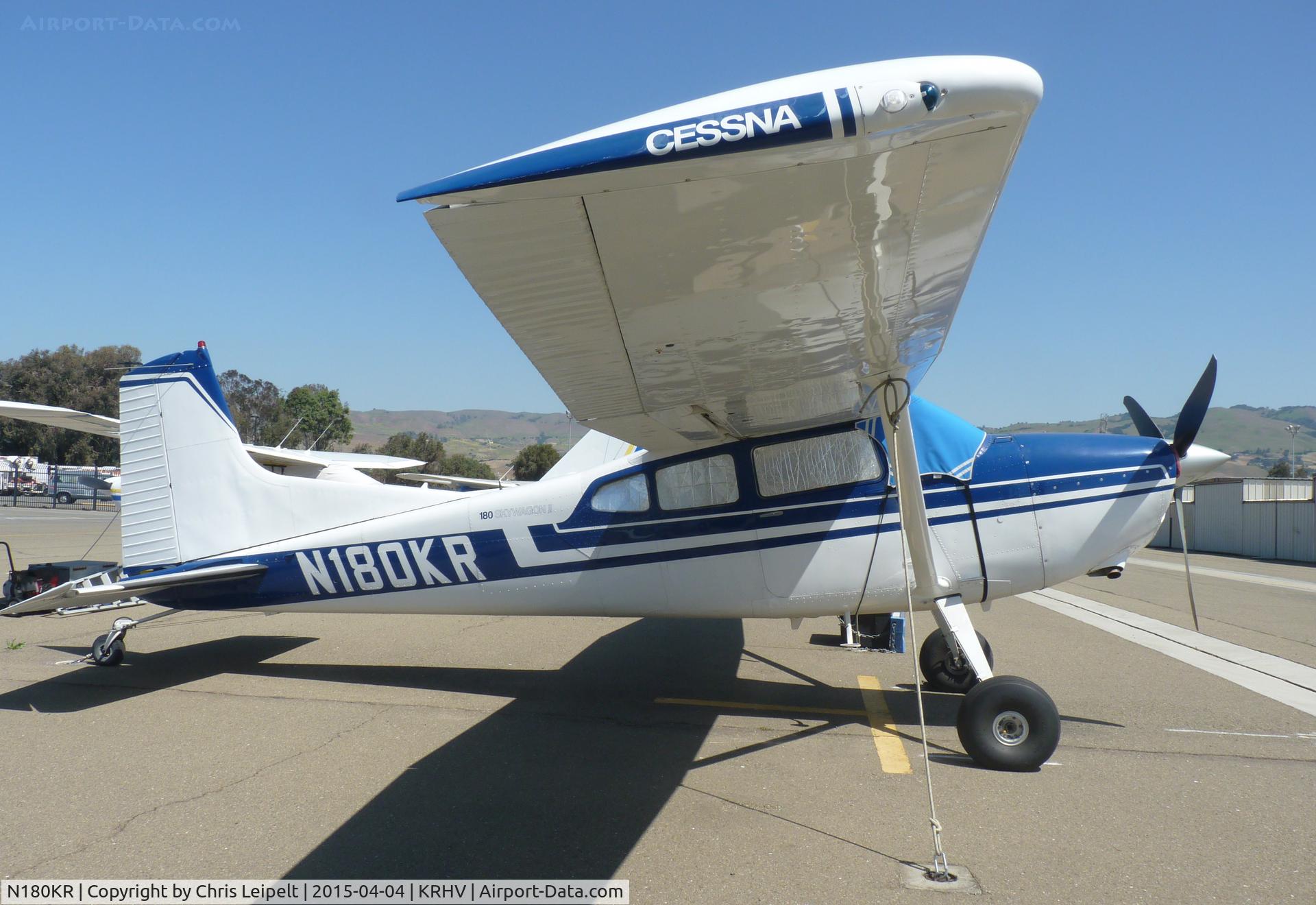 N180KR, 1980 Cessna 180K Skywagon C/N 18053147, A local 1980 Cessna 180K at its tiedown at Reid Hillview Airport, CA.