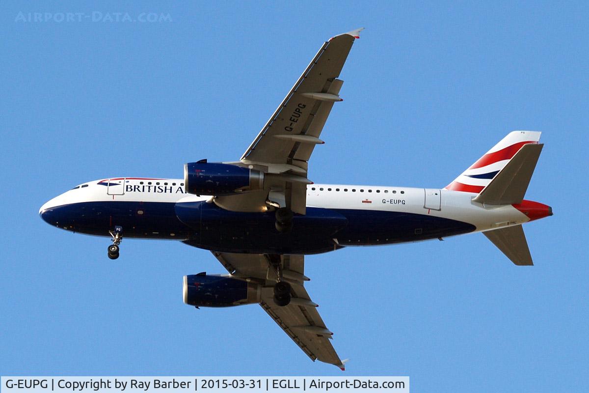 G-EUPG, 2000 Airbus A319-131 C/N 1222, Airbus A319-131 [1222] (British Airways) Home~G 31/03/2015. On approach 27R.