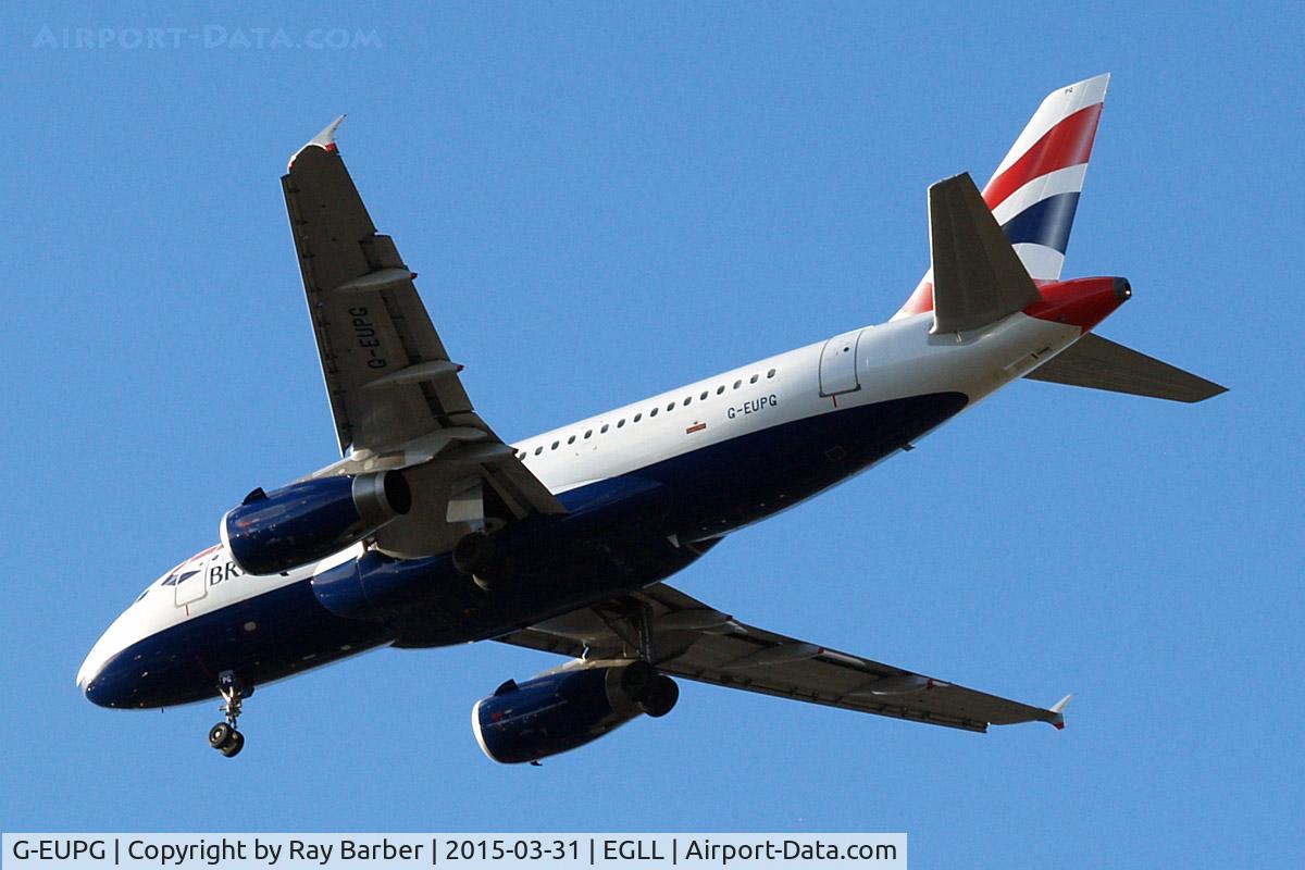 G-EUPG, 2000 Airbus A319-131 C/N 1222, Airbus A319-131 [1222] (British Airways) Home~G 31/03/2015. On approach 27R.