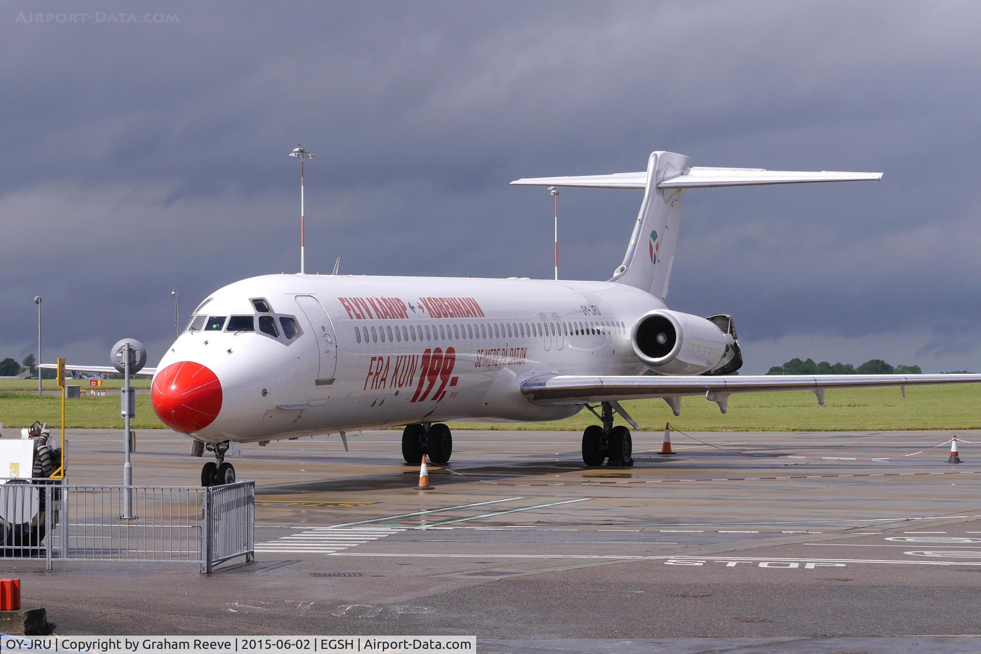 OY-JRU, 1987 McDonnell Douglas MD-87 (DC-9-87) C/N 49403, Parked at Norwich.