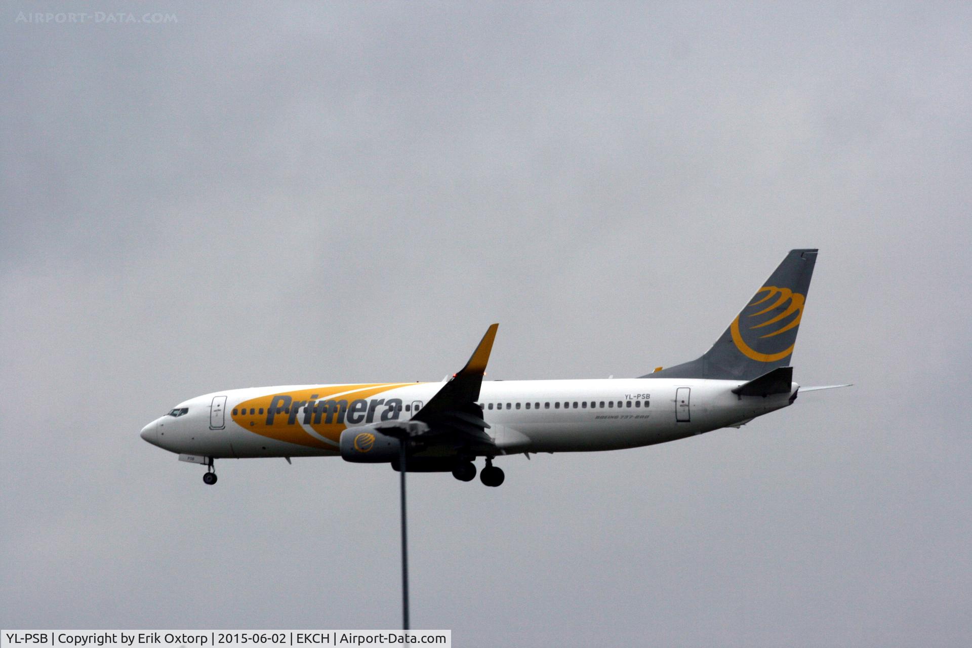 YL-PSB, 2007 Boeing 737-8Q8 C/N 30722, YL-PSB about to land rw 22L