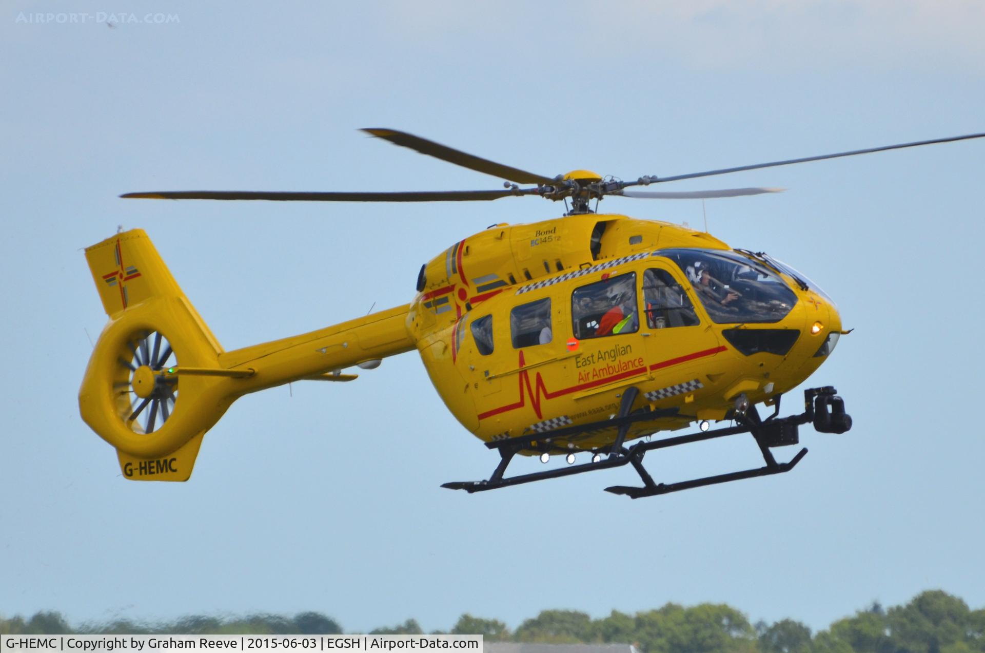 G-HEMC, 2014 Airbus Helicopters EC-145T-2 (BK-117D-2) C/N 20012, About to land at Norwich.