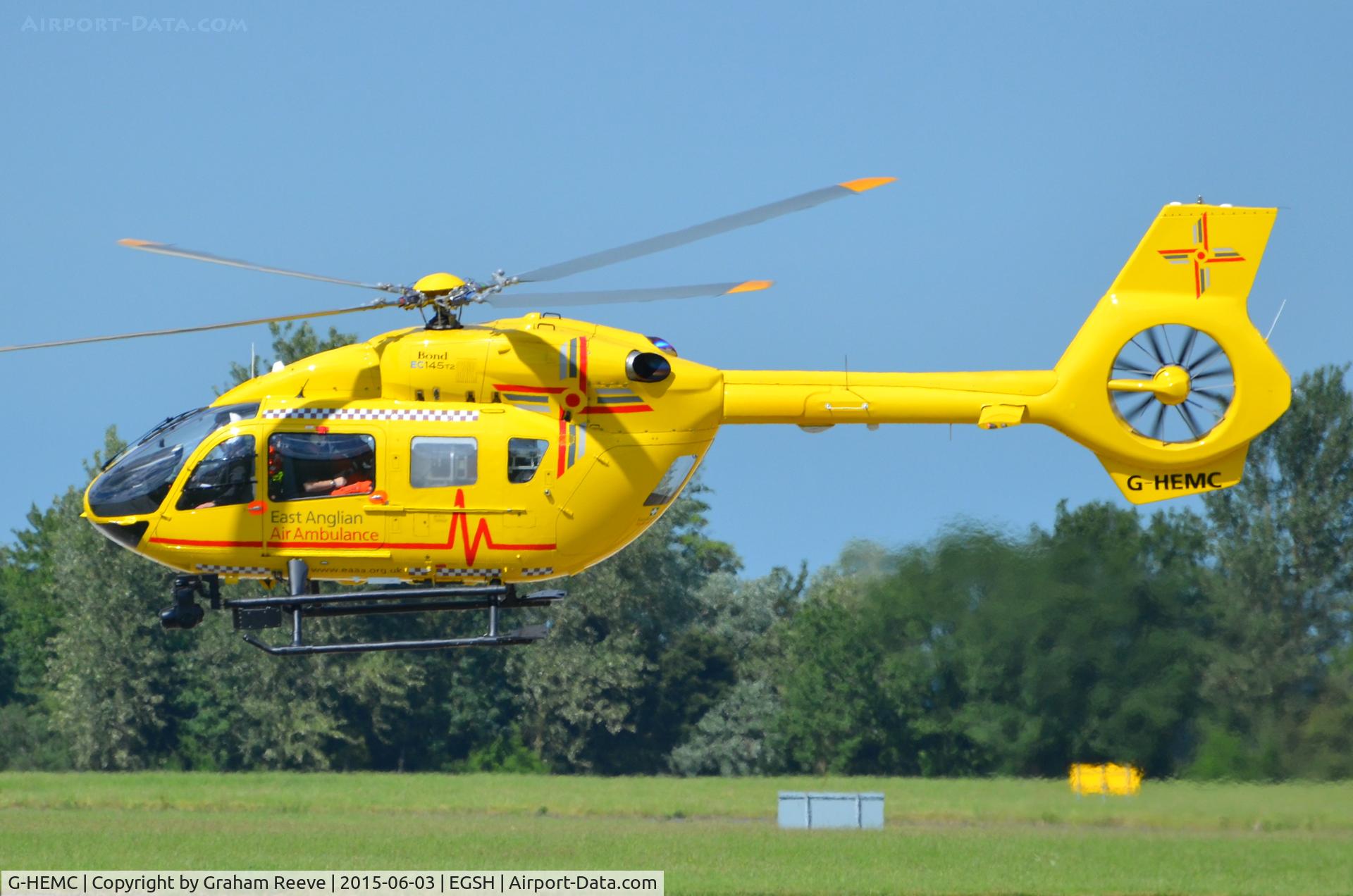 G-HEMC, 2014 Airbus Helicopters EC-145T-2 (BK-117D-2) C/N 20012, Departing from Norwich.