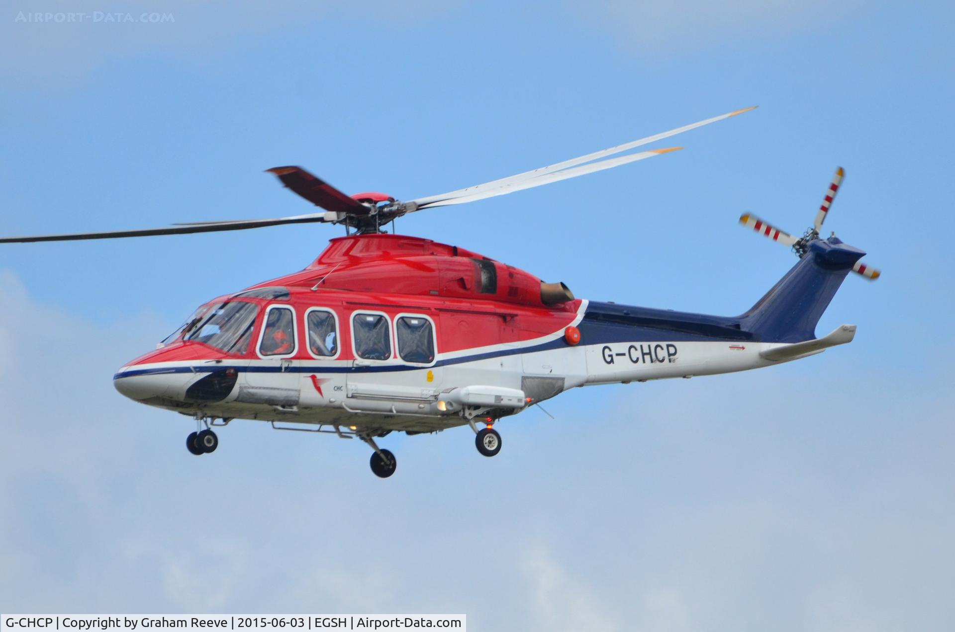 G-CHCP, 2006 Agusta AW-139 C/N 31046, Departing from Norwich.