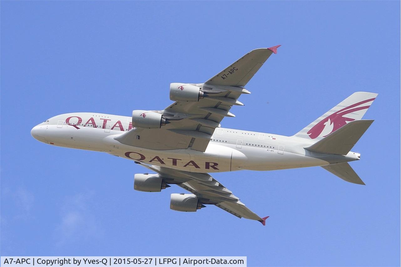 A7-APC, 2013 Airbus A380-861 C/N 145, Airbus A380-861, Take off Rwy 27L, Roissy Charles De Gaulle Airport (LFPG-CDG)