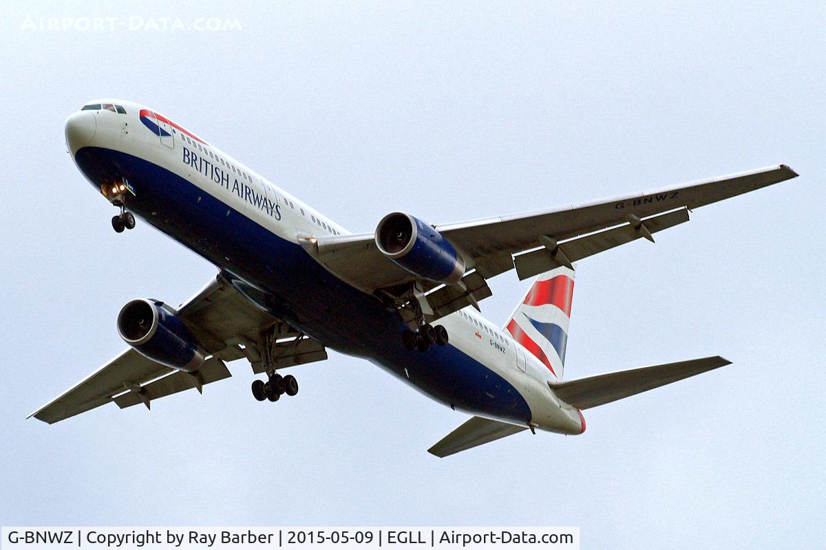 G-BNWZ, 1997 Boeing 767-336/ER C/N 25733, Boeing 767-336ER [25733] (British Airways) Home~G 09/05/2015. On approach 27R.