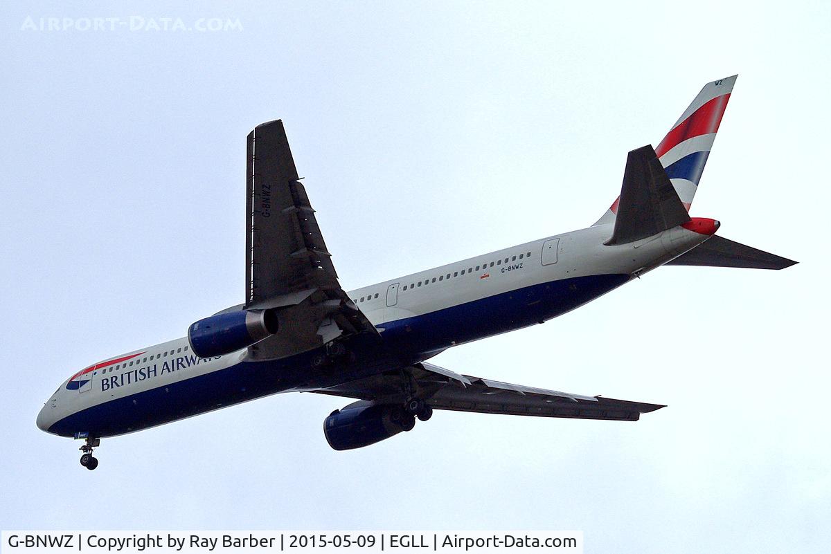 G-BNWZ, 1997 Boeing 767-336/ER C/N 25733, Boeing 767-336ER [25733] (British Airways) Home~G 09/05/2015. On approach 27R.