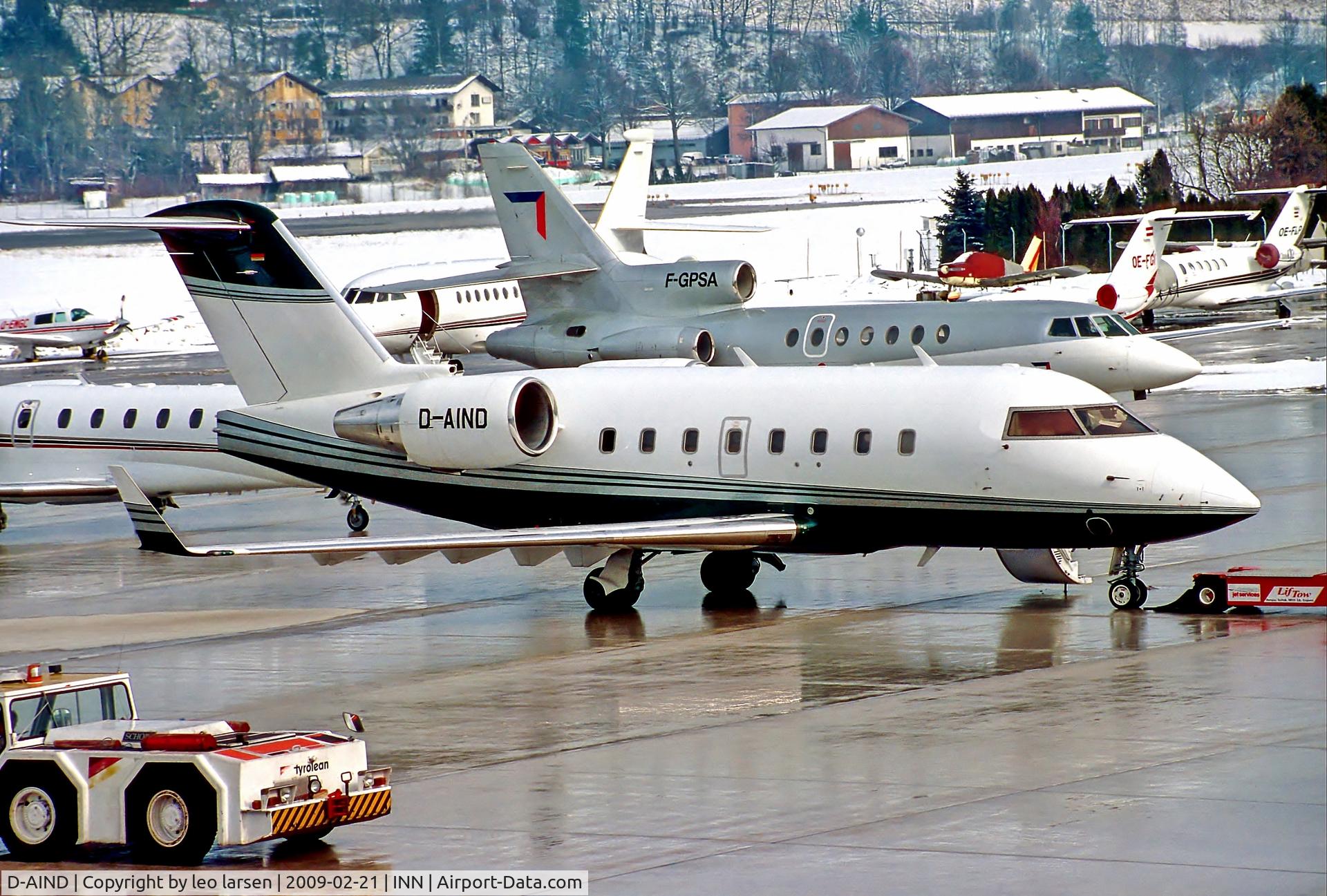 D-AIND, 2003 Bombardier Challenger 604 (CL-600-2B16) C/N 5572, Innsbruck 21.2.09