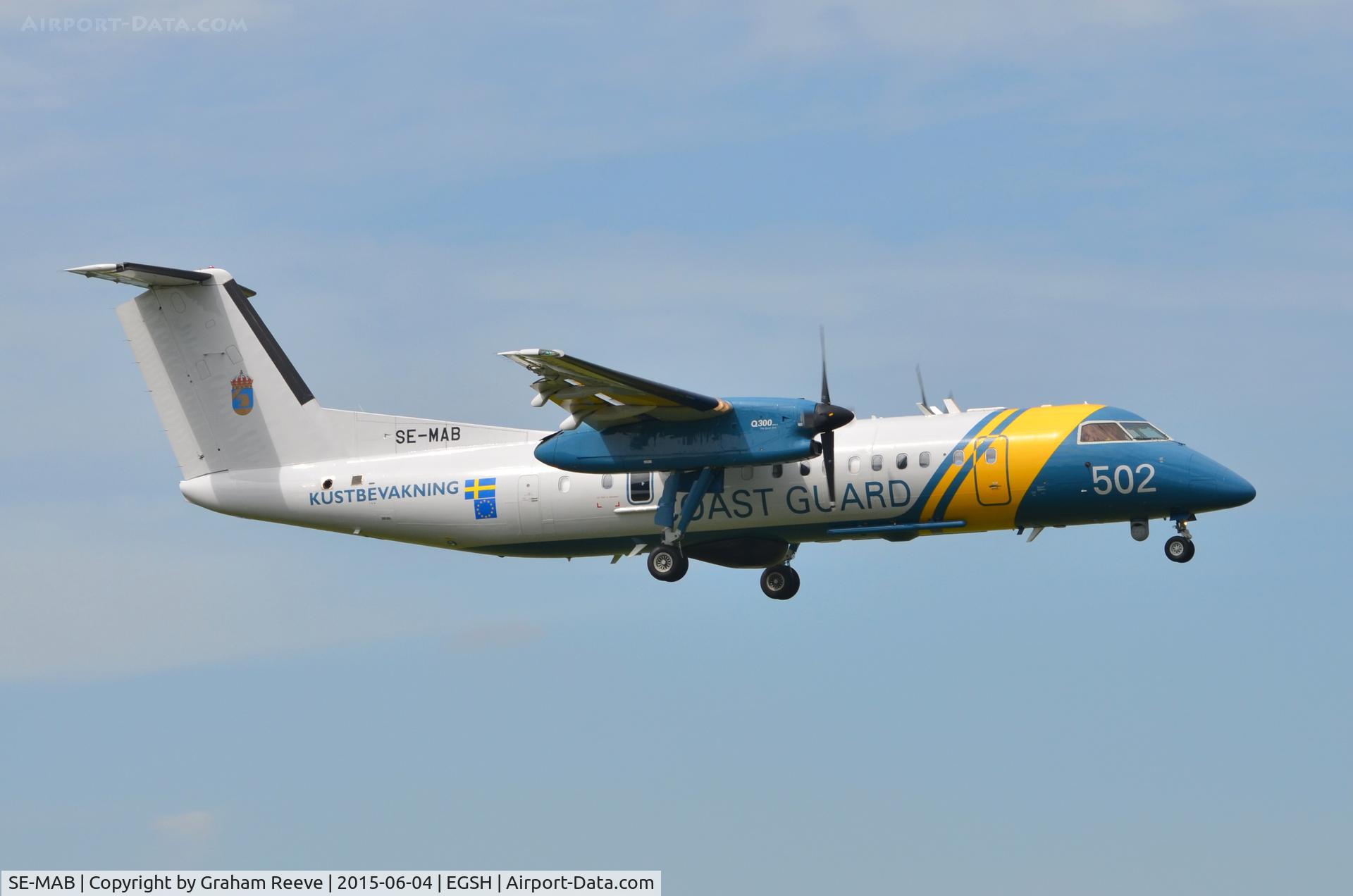 SE-MAB, 2006 De Havilland Canada DHC-8-311Q Dash 8 C/N 631, About to land at Norwich.