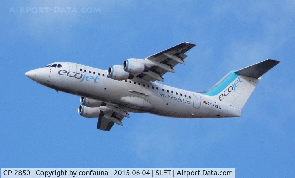 CP-2850, 1996 British Aerospace Avro 146-RJ85 C/N E.2277, Ecojet leaving SLET