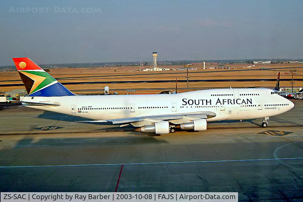 ZS-SAC, 1984 Boeing 747-312 C/N 23031, Boeing 747-312 [23031] (South African Airways) Johannesburg Int~ZS 08/10/2003