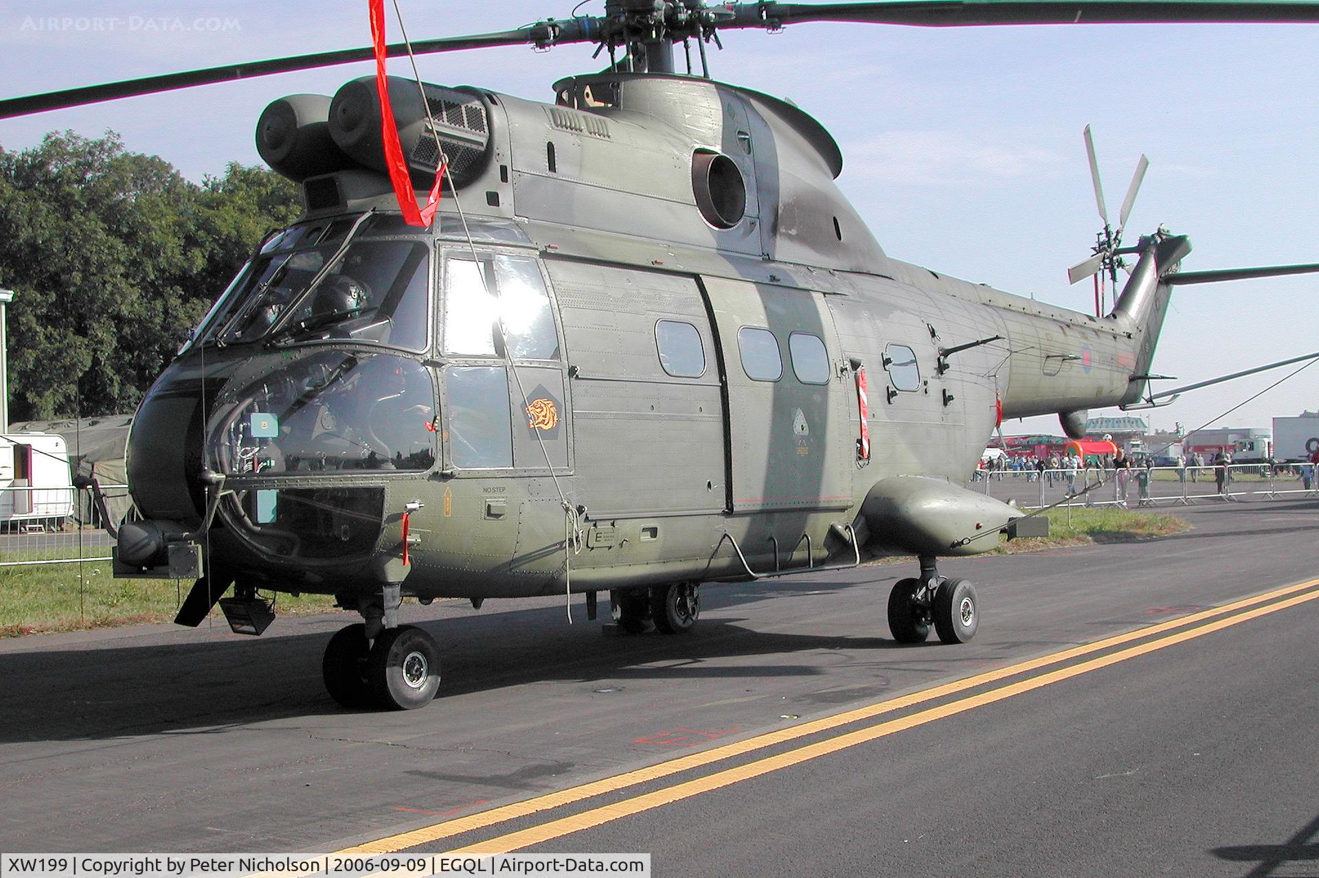 XW199, 1971 Westland Puma HC.1 C/N 1042/F9746, Puma HC.1, callsign Vortex 007, of 230 Squadron on display at the 2006 RAF Leuchars Airshow.
