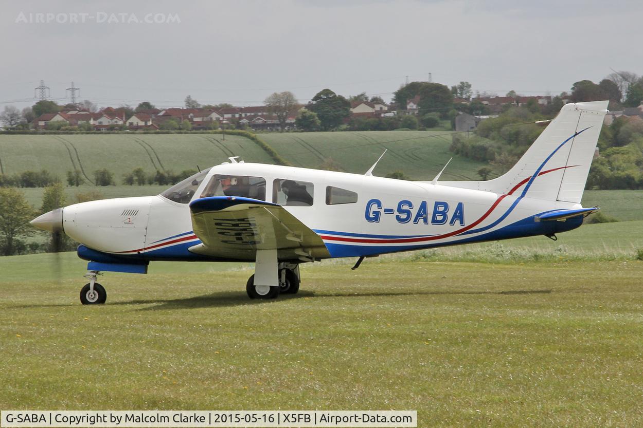G-SABA, 1977 Piper PA-28R-201T Cherokee Arrow III C/N 28R-7703268, Piper PA-28R-201T Turbo Arrow III at the opening of Fishburn Airfield's new clubhouse, May 16th 2015.