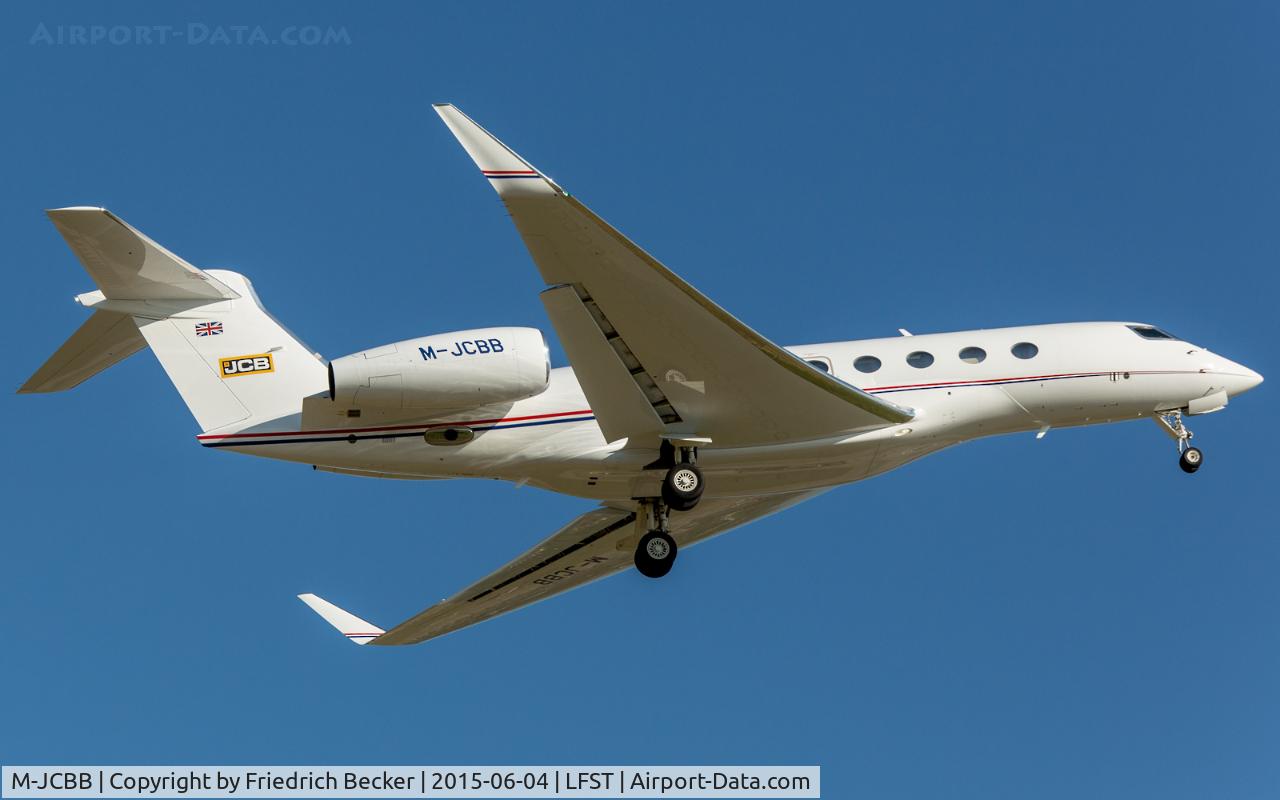 M-JCBB, 2013 Gulfstream Aerospace G650 (G-VI) C/N 6049, departure from Strasbourg