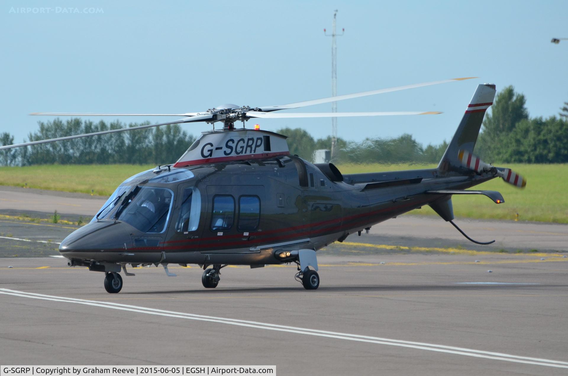 G-SGRP, 2011 AgustaWestland AW-109SP Grand New C/N 22236, Just landed at Norwich.