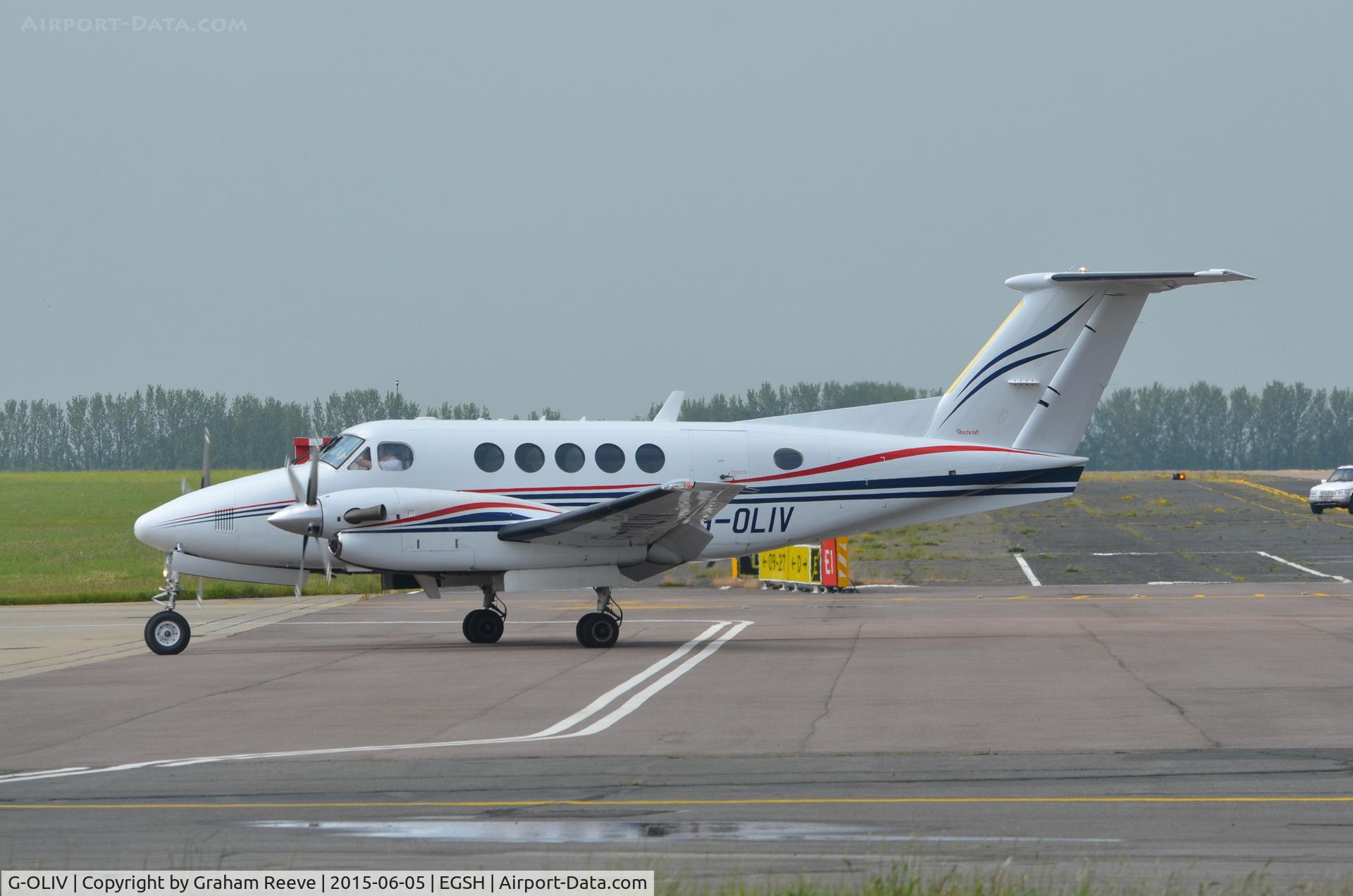 G-OLIV, 2003 Raytheon B200 King Air C/N BB-1835, Just landed at Norwich.