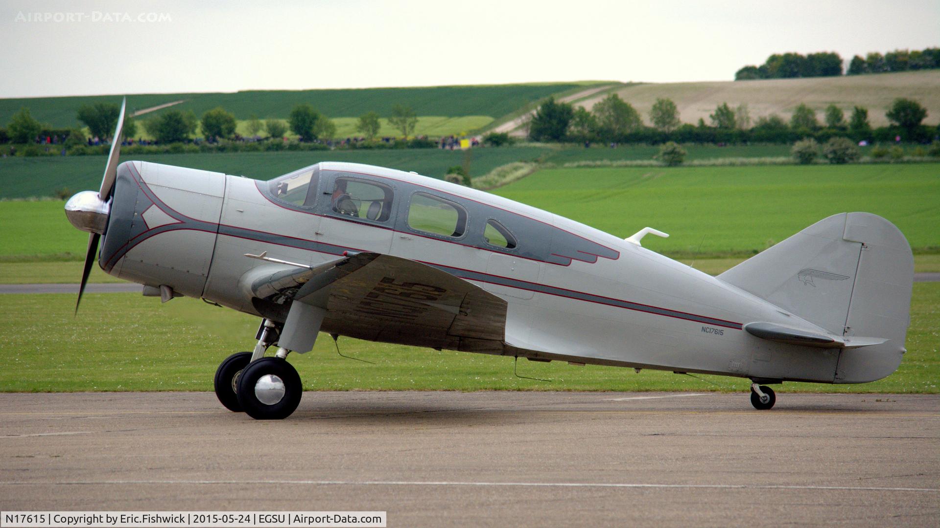 N17615, 1938 Spartan 7W Executive C/N 14, 1. N17615 at The IWM VE Day Anniversary Air Show, May 2015.