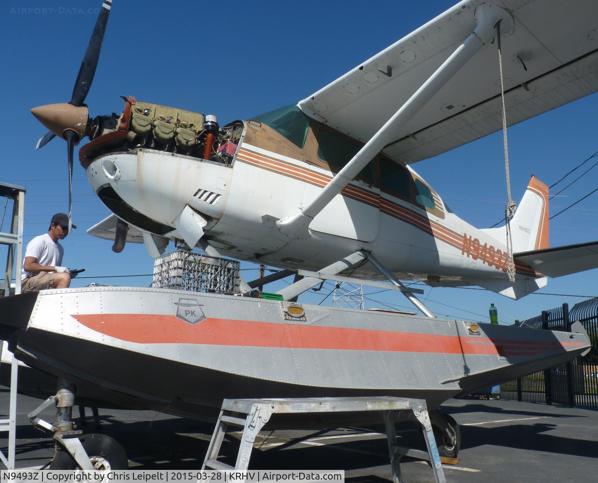 N4743Z, Cessna TU206G Turbo Stationair C/N U20606010, A local Cessna T206G on floats parked at Squadron 2 for maintenance. This is the first time this Cessna has moved from its tie down located in the south GA ramp. It has a brand new engine, with less than 50 hours and the owner is trying to sell it.