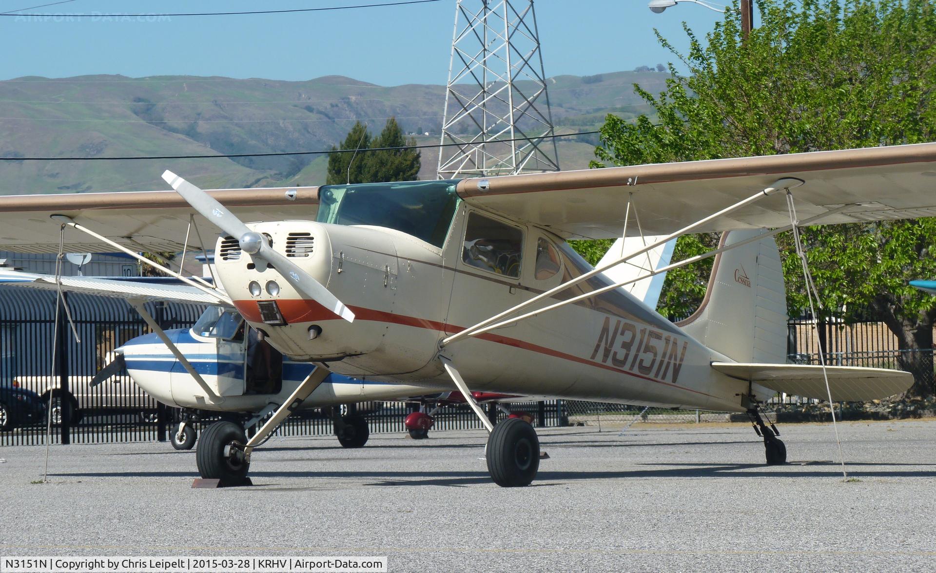 N3151N, 1947 Cessna 120 C/N 13409, A local 1947 Cessna 120 parked near Aero Dynamic Aviation at Reid Hillview Airport, CA.