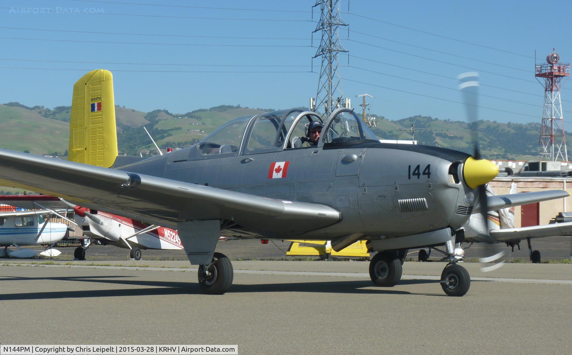 N144PM, 1957 Beechcraft T34B Mentor C/N BG-404, A transient 1957 Beechcraft T34 Mentor (Wellington, NV) visiting Reid Hillview Airport, CA.